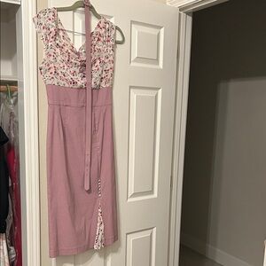 Bettie Page Pink Floral Midi Dress